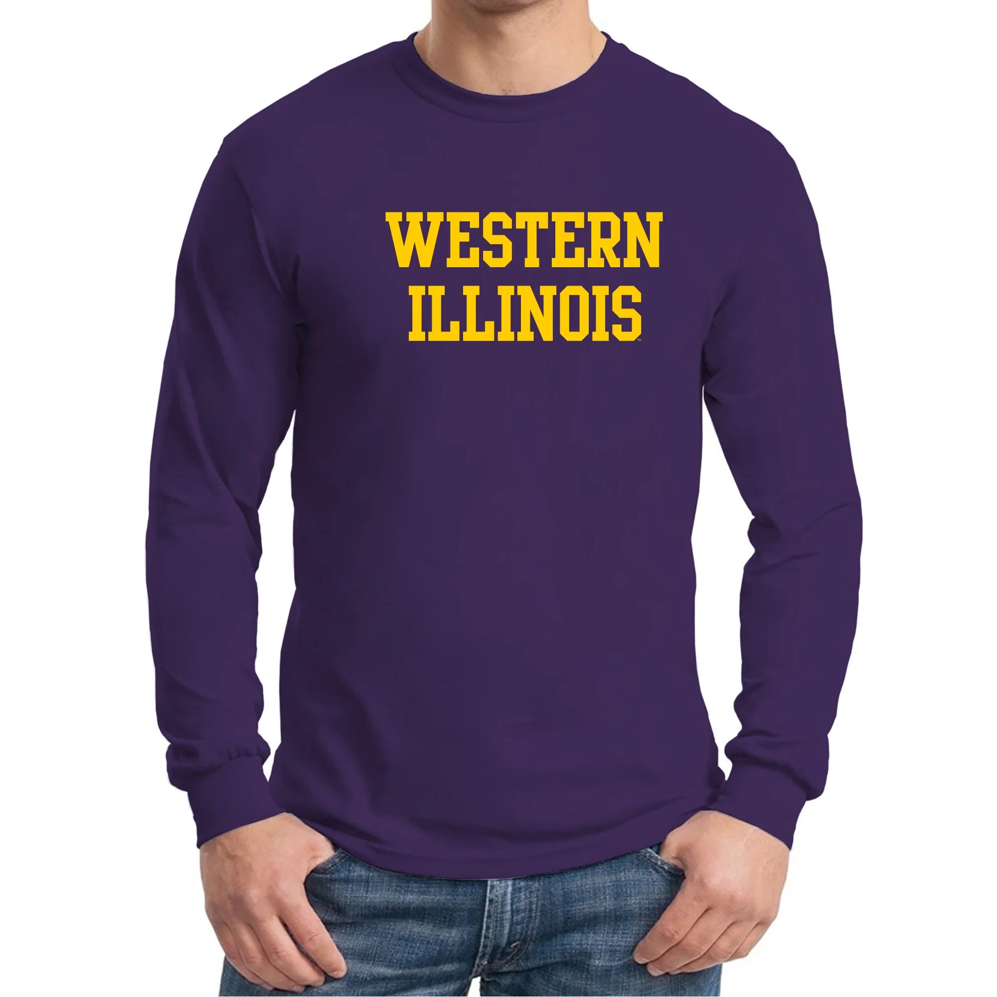Western Illinois University Leathernecks Basic Block Long Sleeve T Shirt - Purple - Image 3