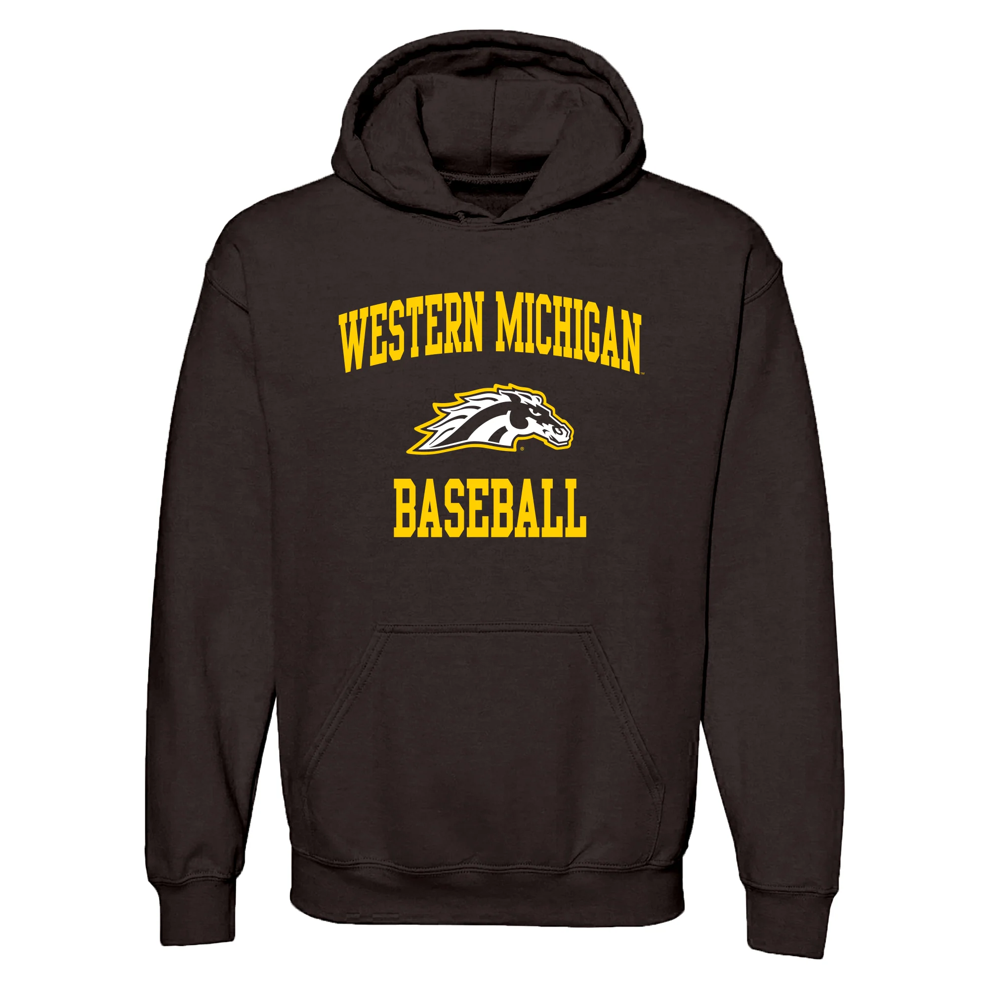 Western Michigan Arch Logo Baseball Hoodie - Dark Chocolate