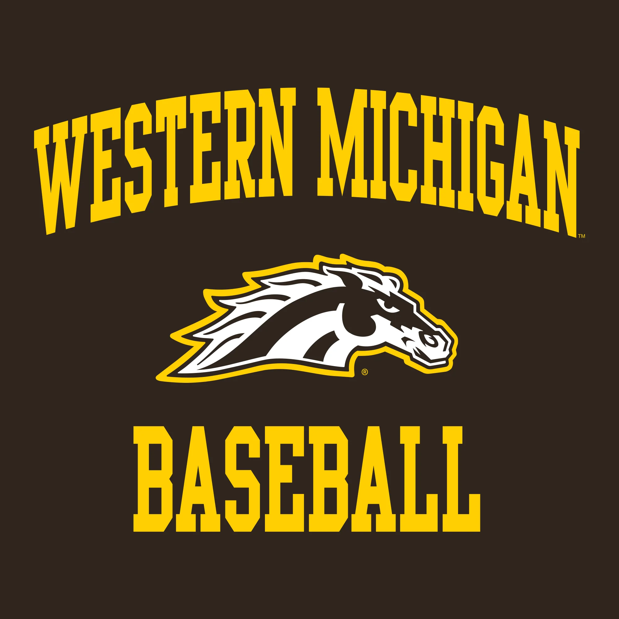 Western Michigan Arch Logo Baseball T-Shirt - Dark Chocolate - Image 2