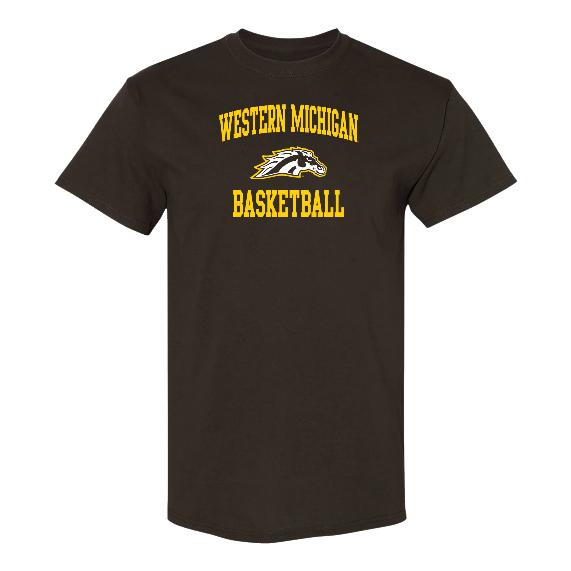 Western Michigan Arch Logo Basketball T-Shirt - Dark Chocolate