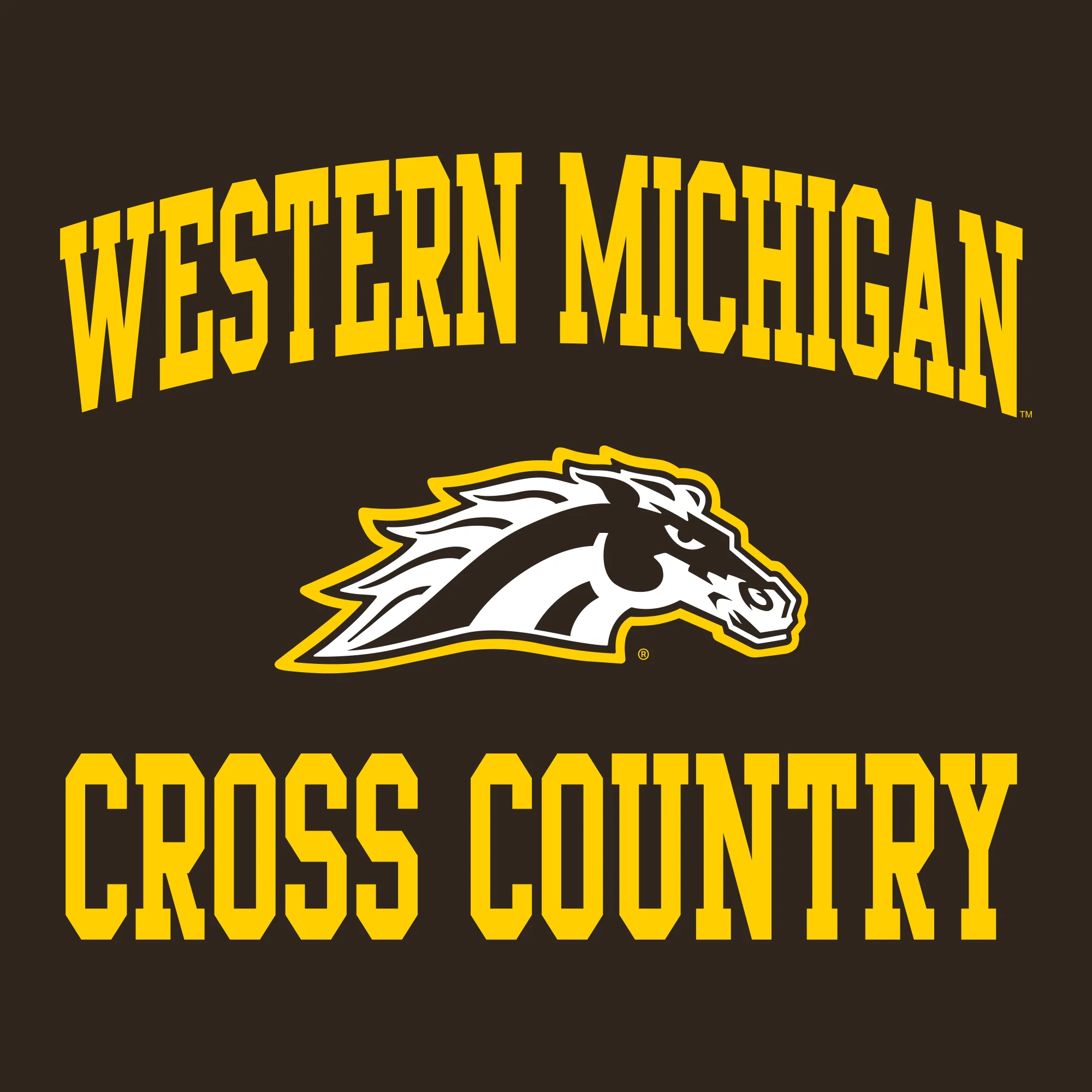 Western Michigan Arch Logo Cross Country T-Shirt - Dark Chocolate - Image 2