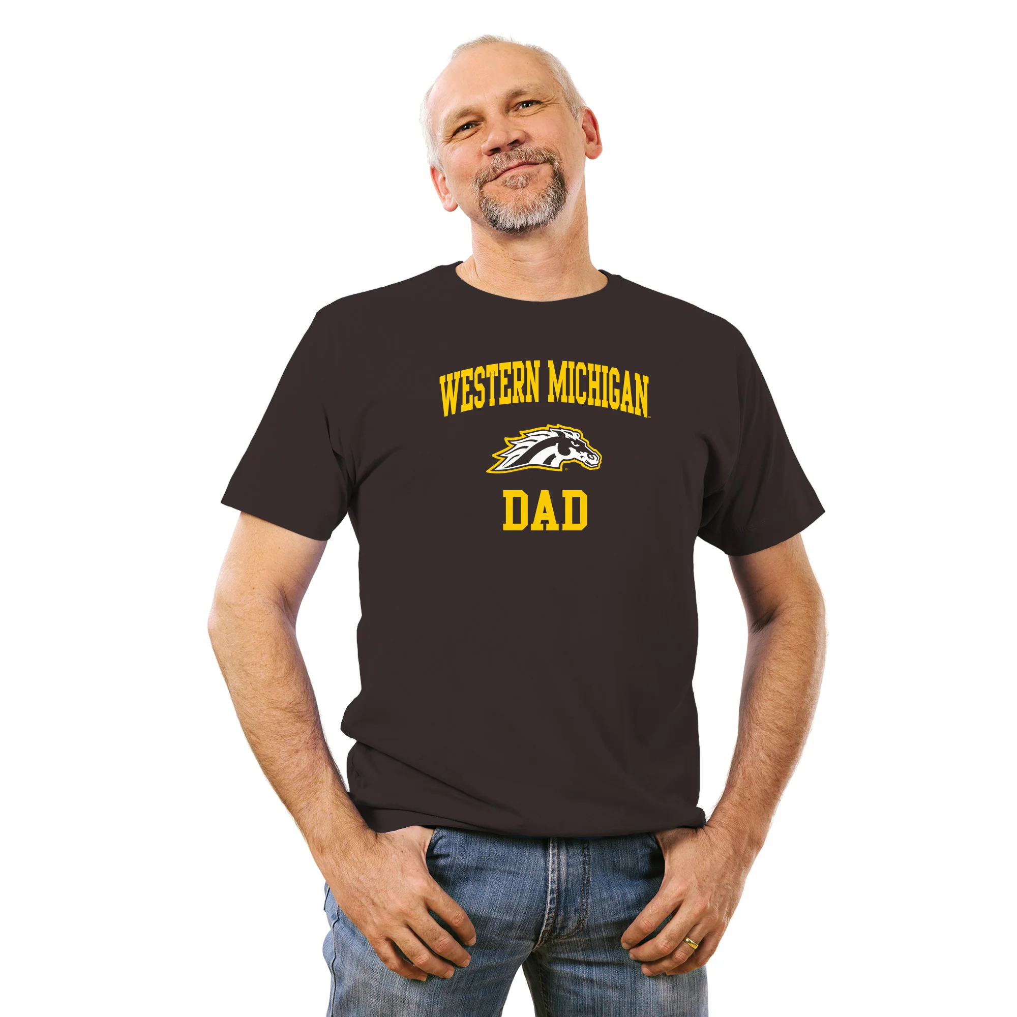 Western Michigan Arch Logo Dad T-Shirt - Dark Chocolate - Image 4