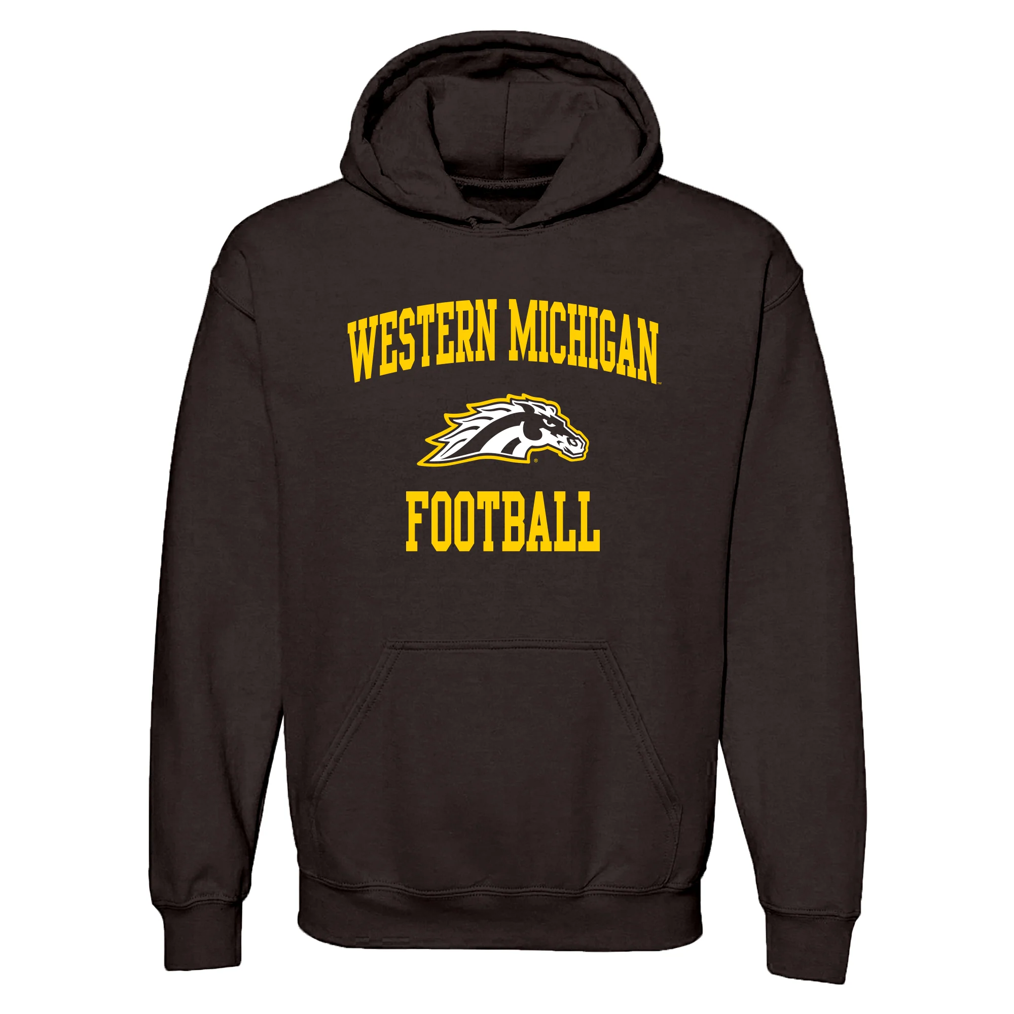 Western Michigan Arch Logo Football Hoodie - Dark Chocolate