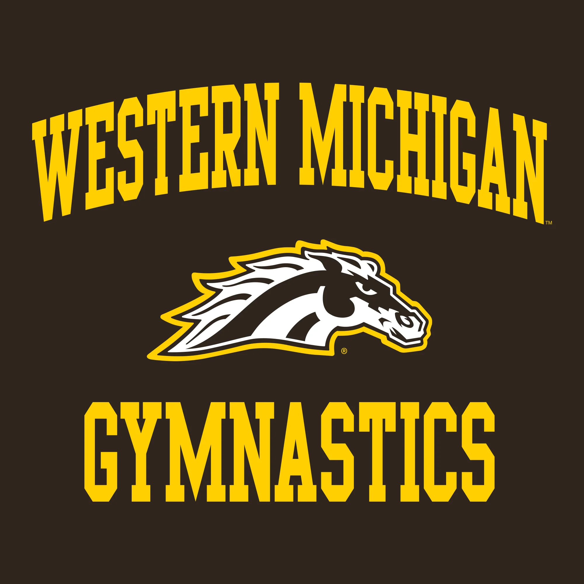 Western Michigan Arch Logo Gymnastics T-Shirt - Dark Chocolate - Image 2