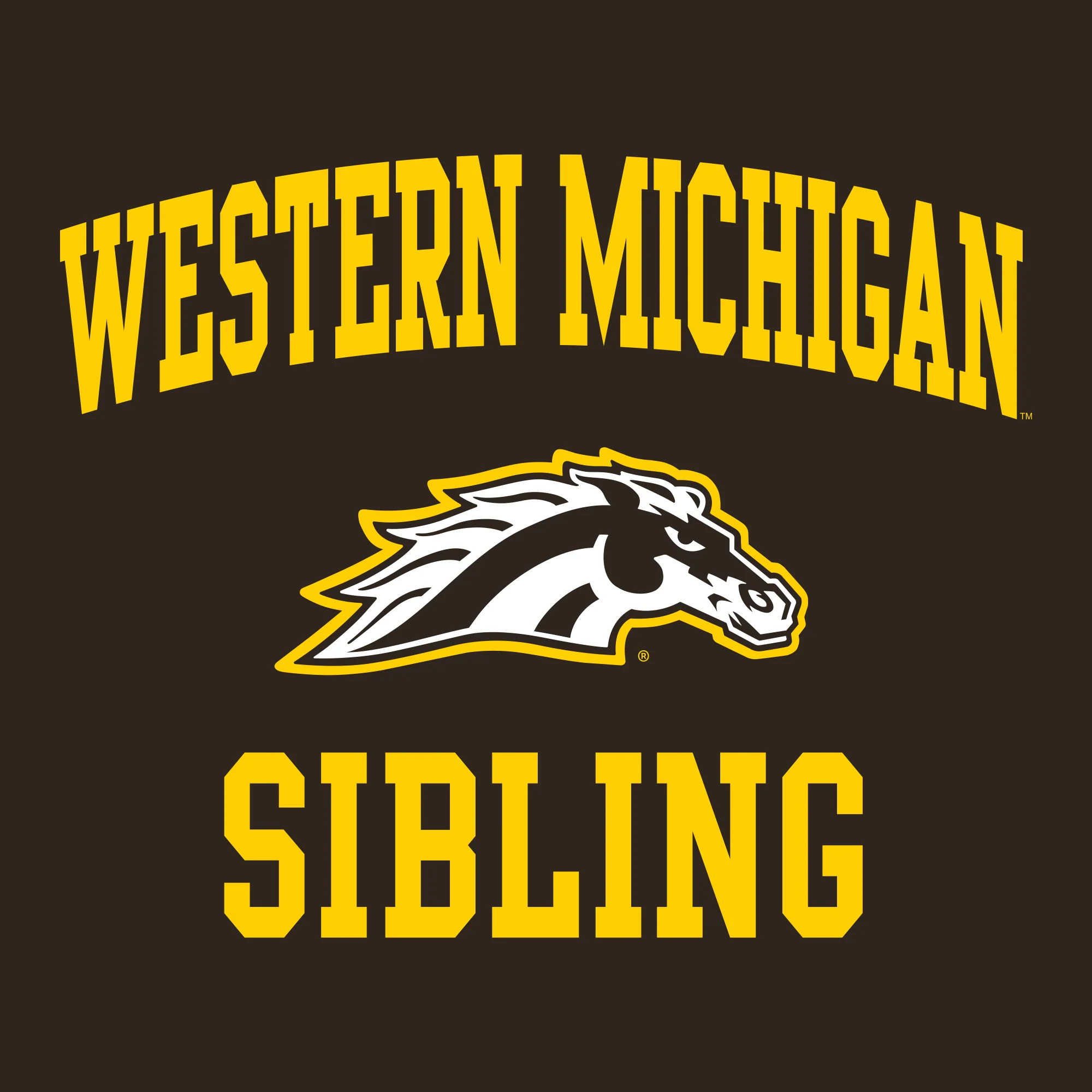 Western Michigan Arch Logo Sibling T-Shirt - Dark Chocolate - Image 2