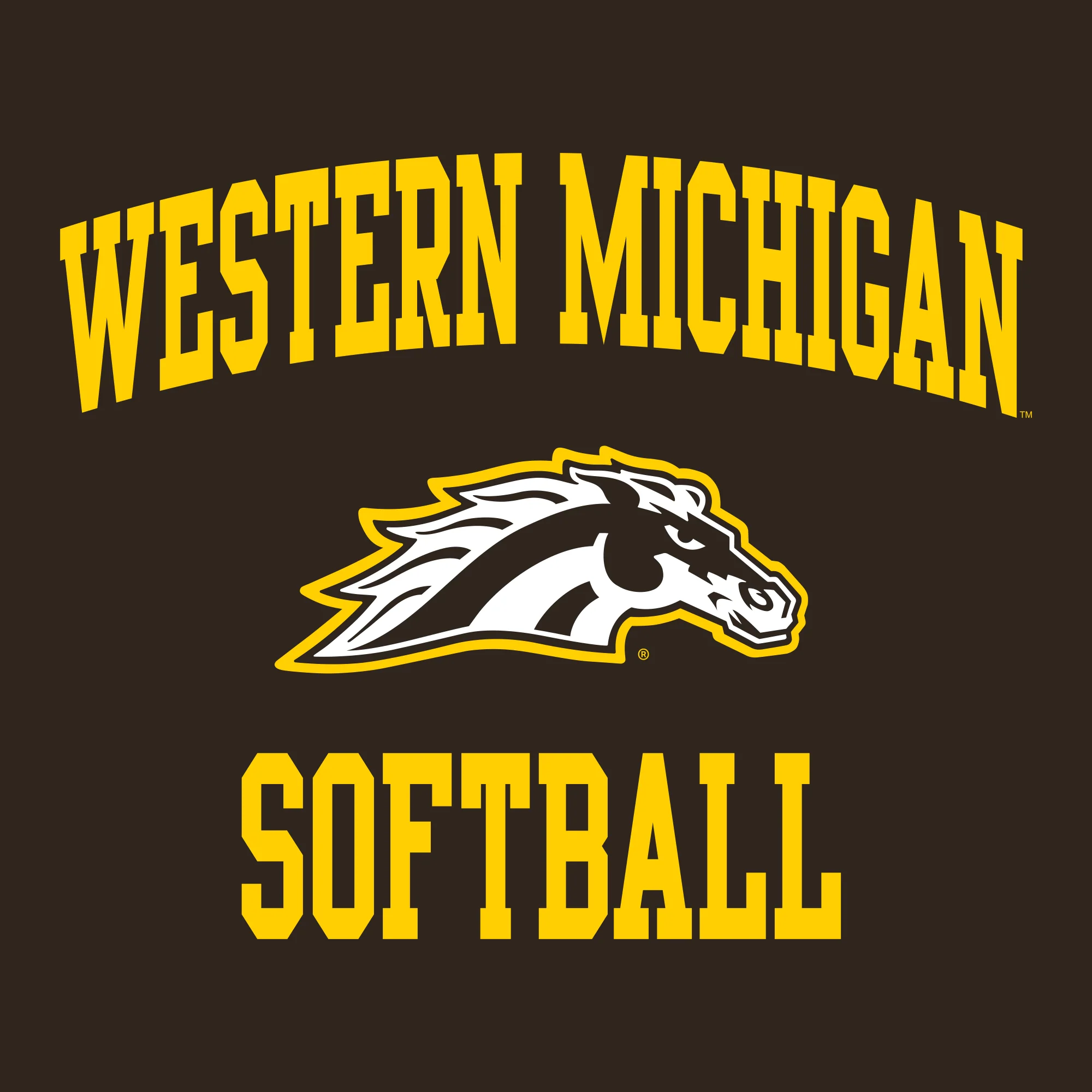 Western Michigan Arch Logo Softball T-Shirt - Dark Chocolate - Image 2
