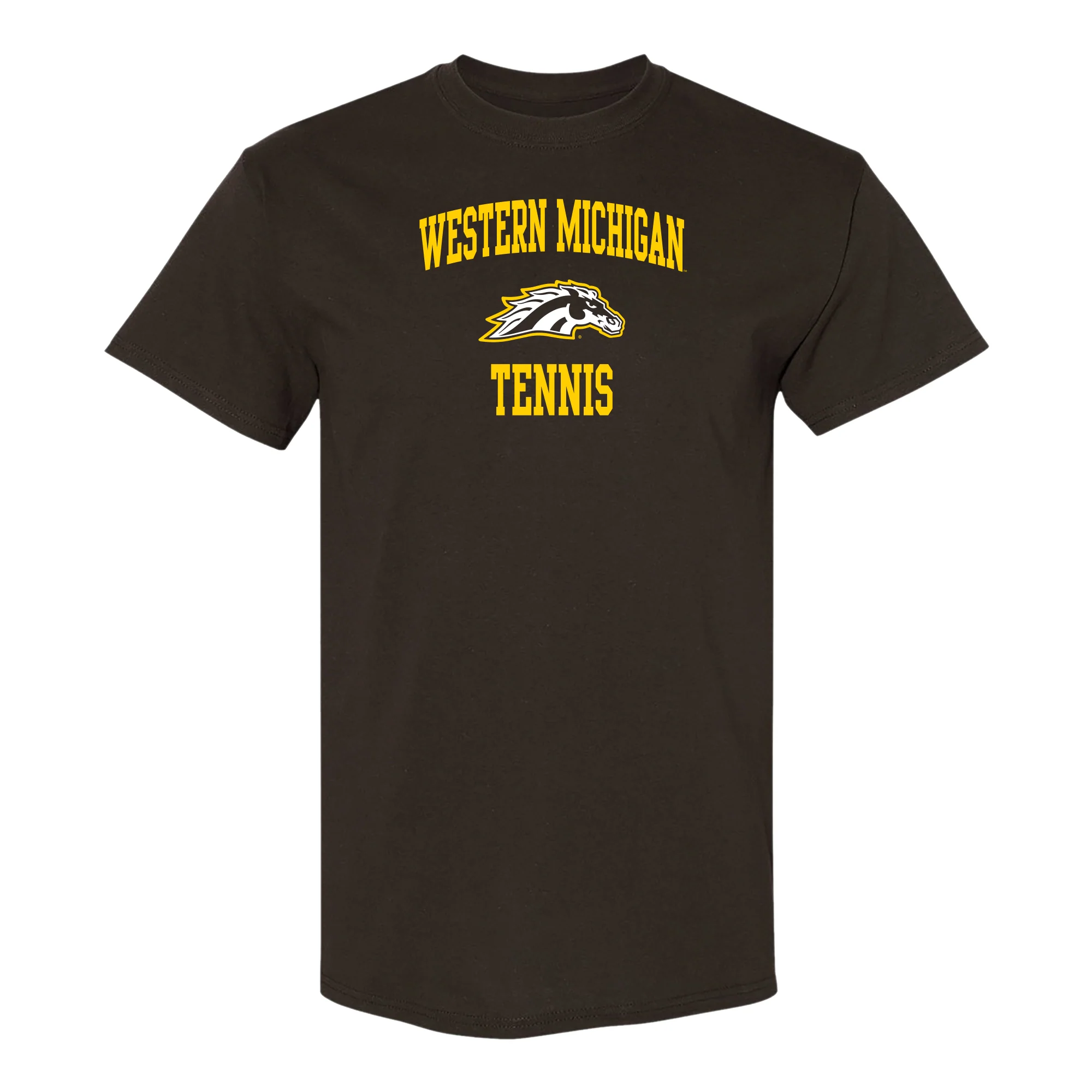Western Michigan Arch Logo Tennis T-Shirt - Dark Chocolate