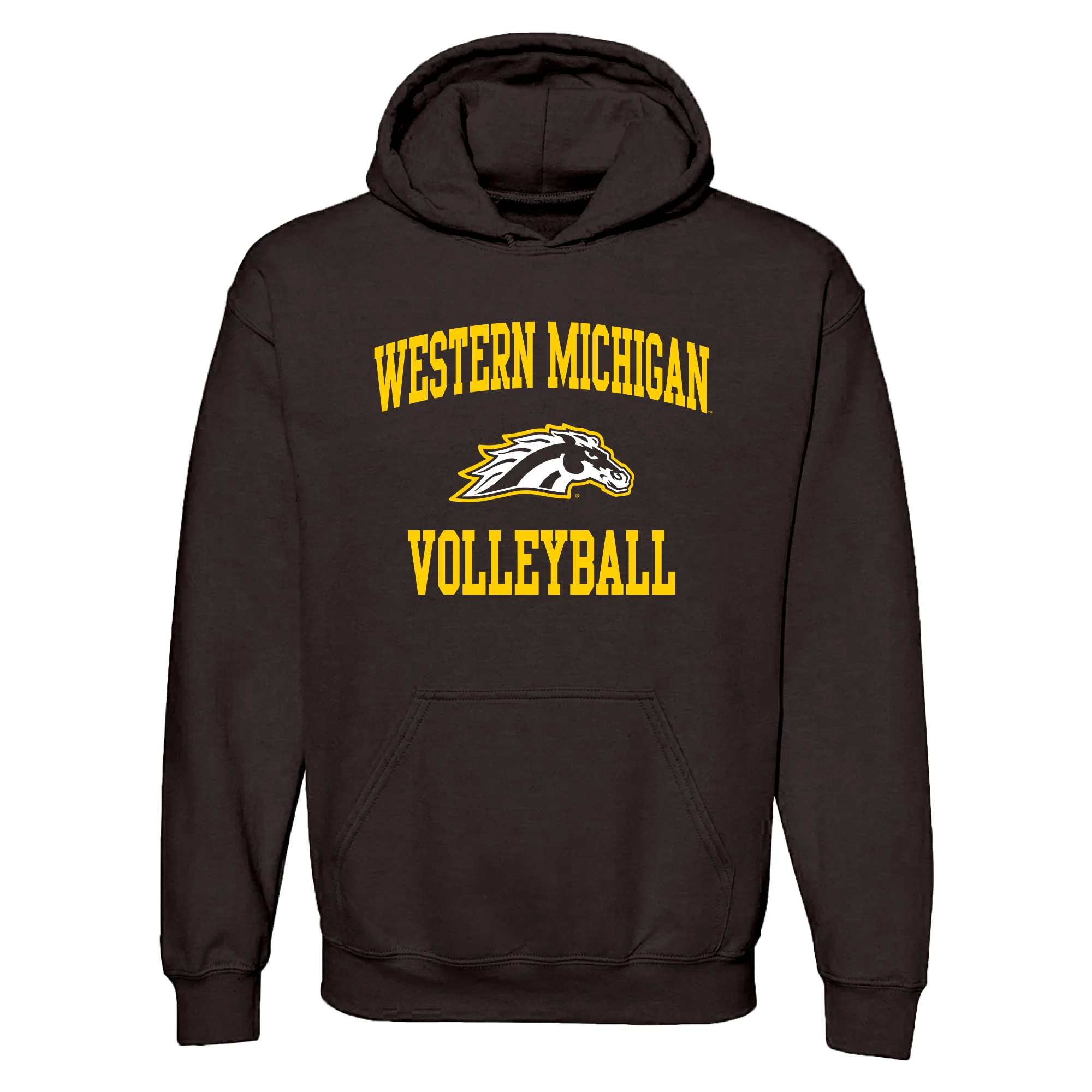 Western Michigan Arch Logo Volleyball Hoodie - Dark Chocolate