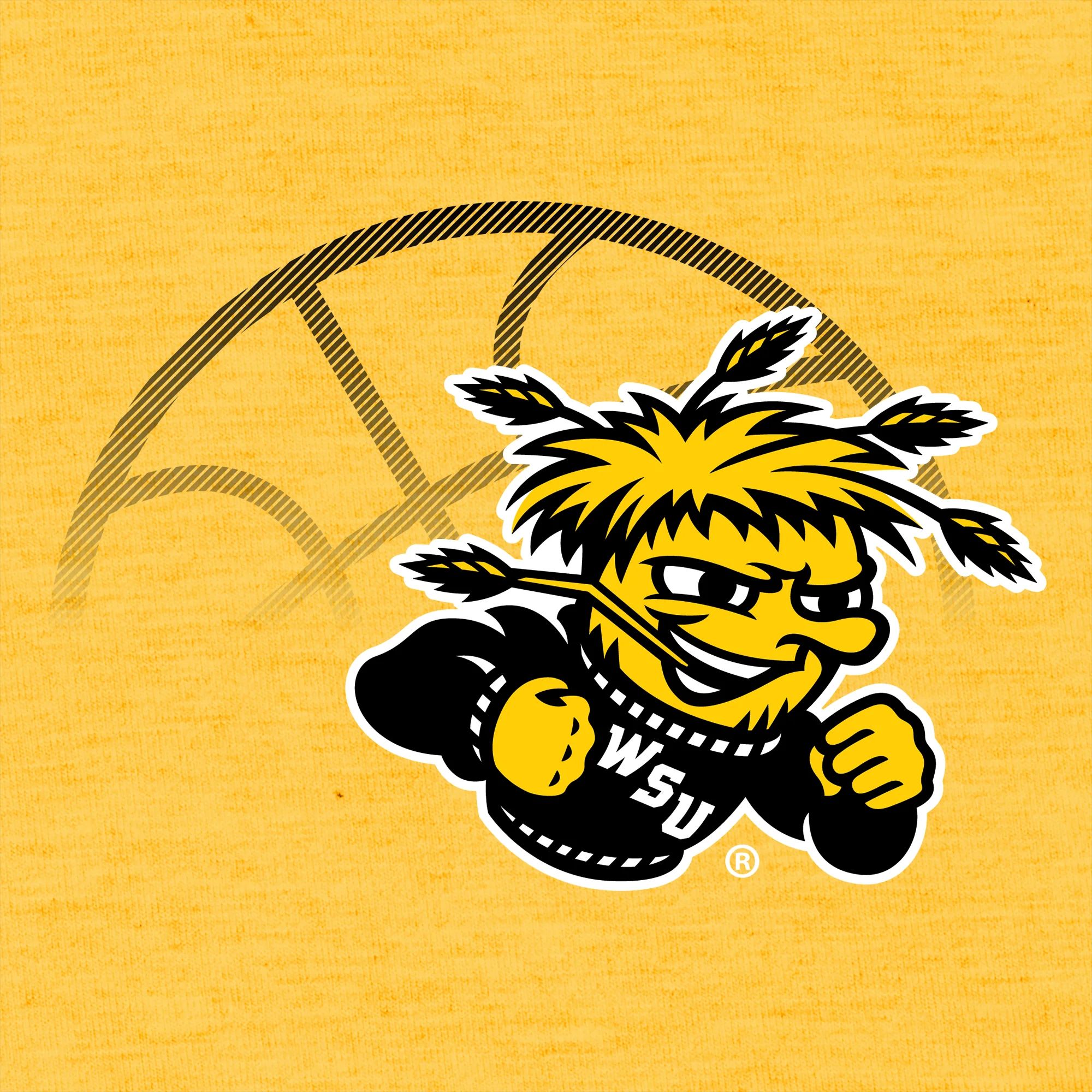 Wichita State University Shockers Fading Basketball Canvas Triblend T-Shirt - Yellow Gold - Image 2