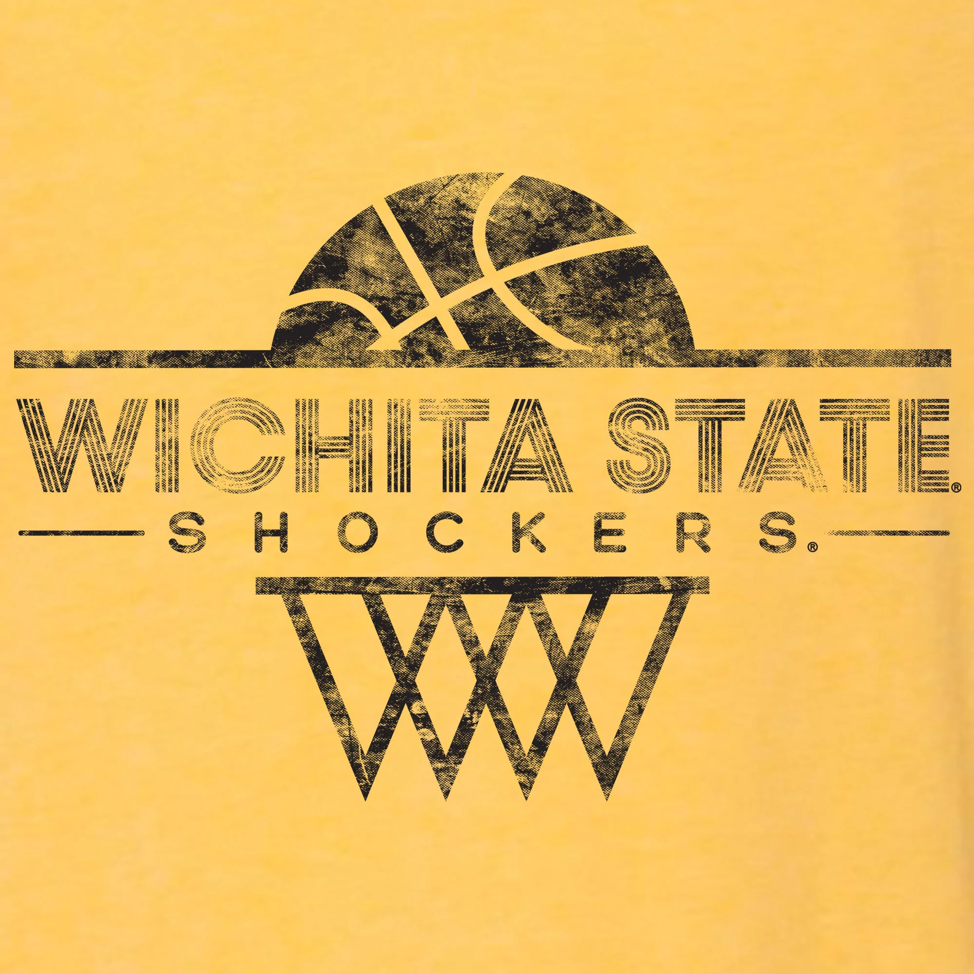 Wichita State University Shockers Oblique Hoop Canvas Triblend Short Sleeve T-Shirt - Yellow Gold - Image 2