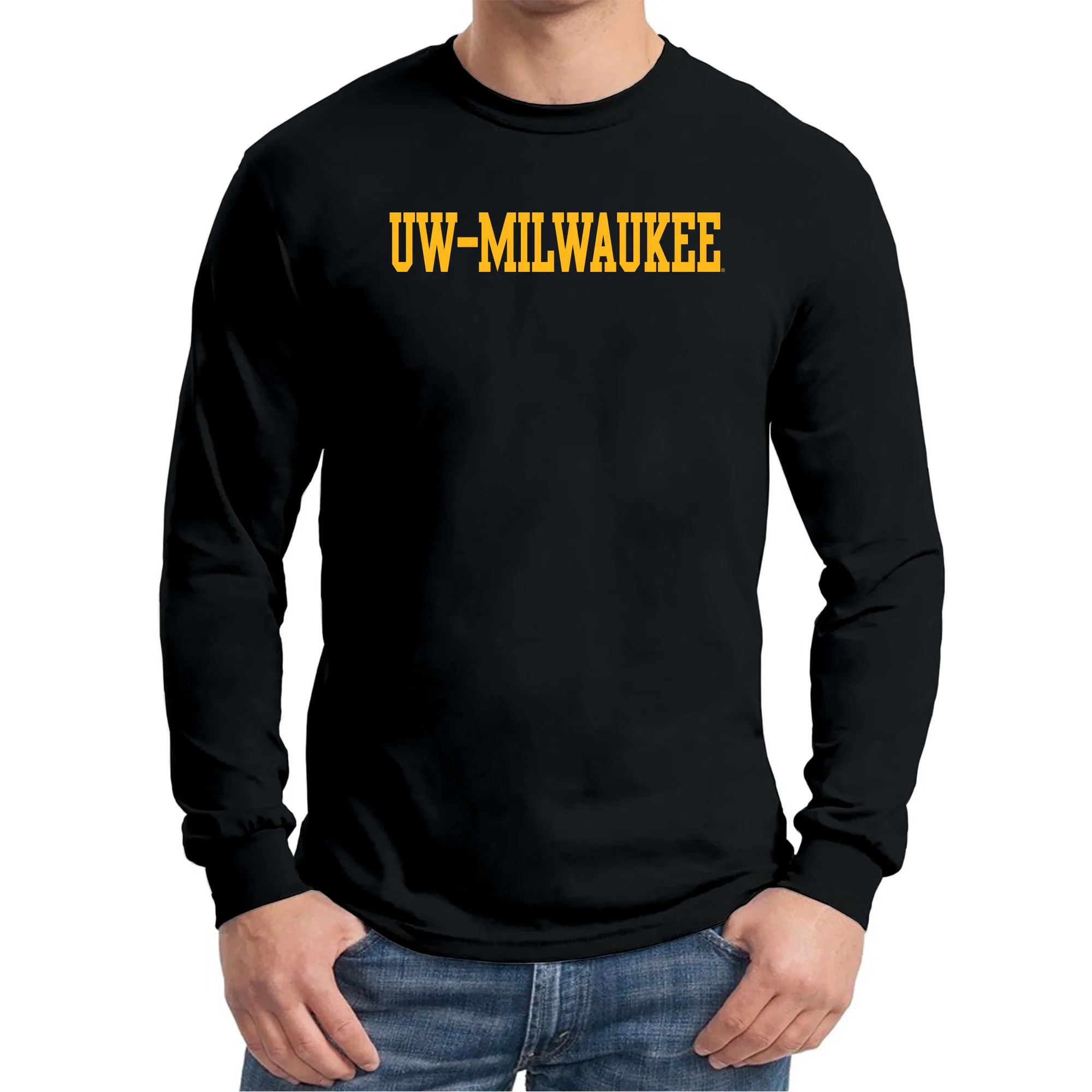 Wisconsin-Milwaukee Panthers Basic Block Long Sleeve T Shirt - Black - Image 3