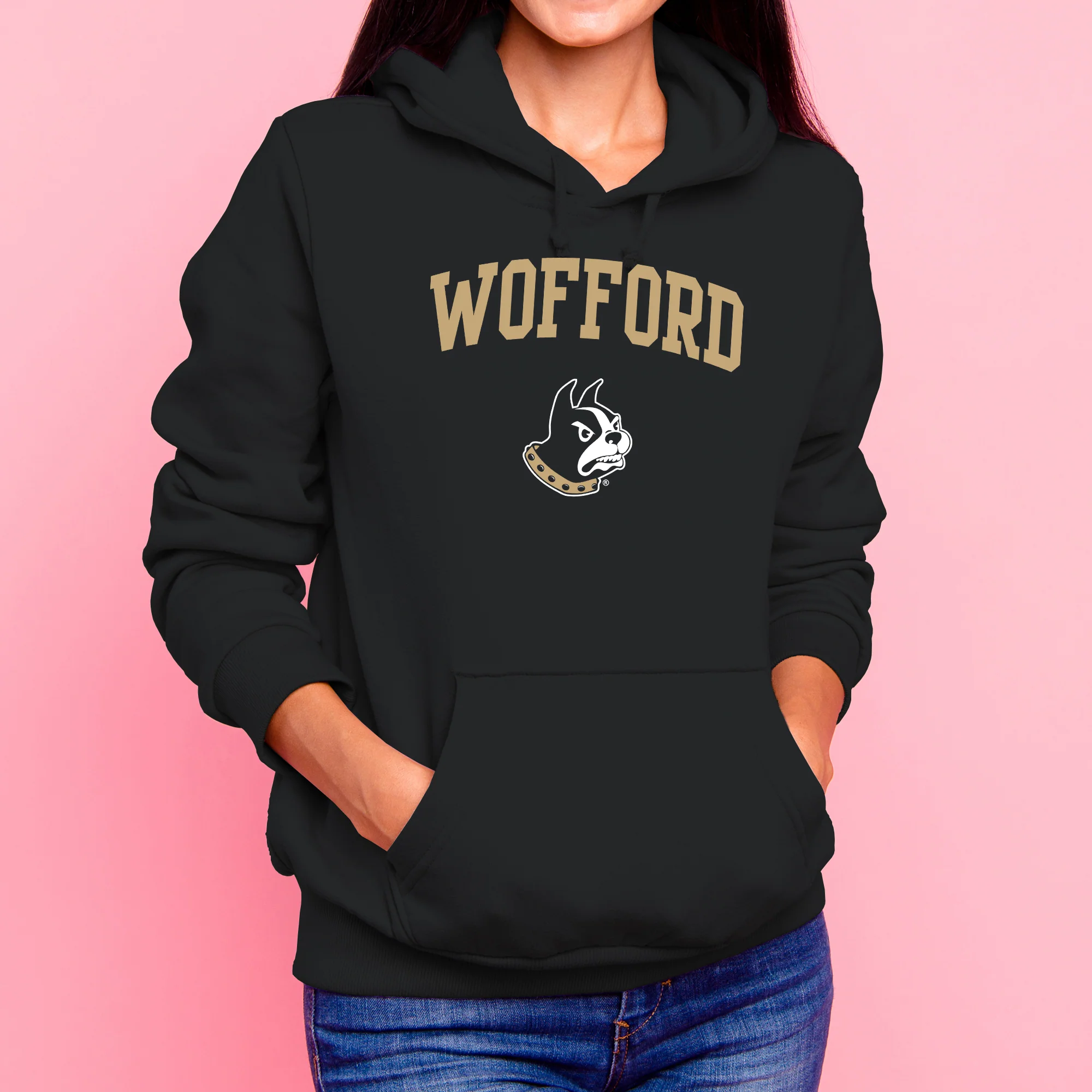 Wofford College Terriers Arch Logo Hoodie - Black - Image 4
