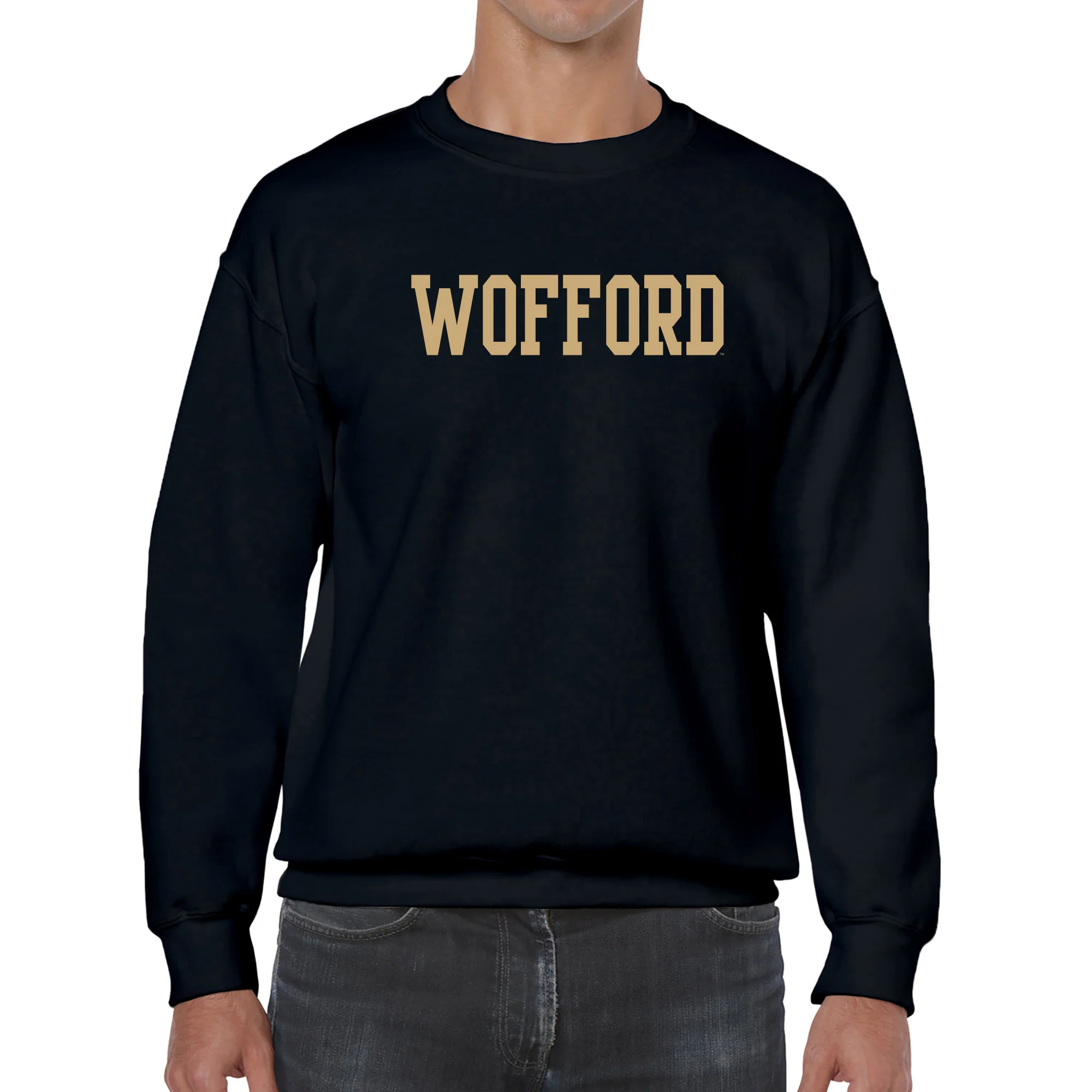 Wofford College Terriers Basic Block Crewneck Sweatshirt - Black - Image 3
