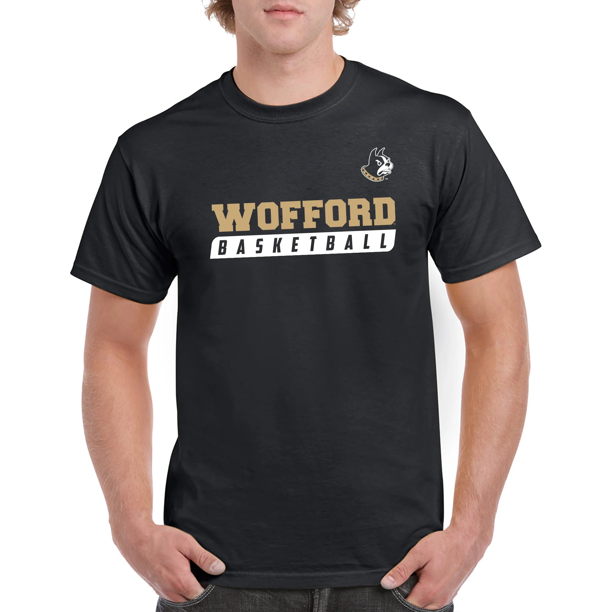 Wofford College Terriers Basketball Slant T Shirt - Black - Image 3
