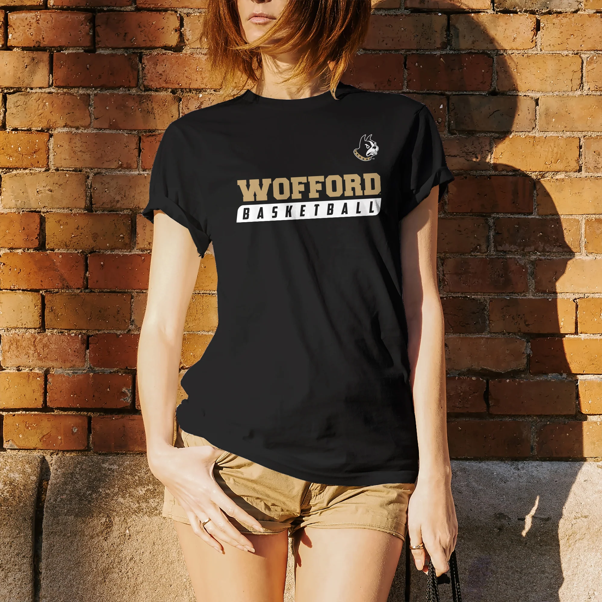 Wofford College Terriers Basketball Slant T Shirt - Black - Image 4