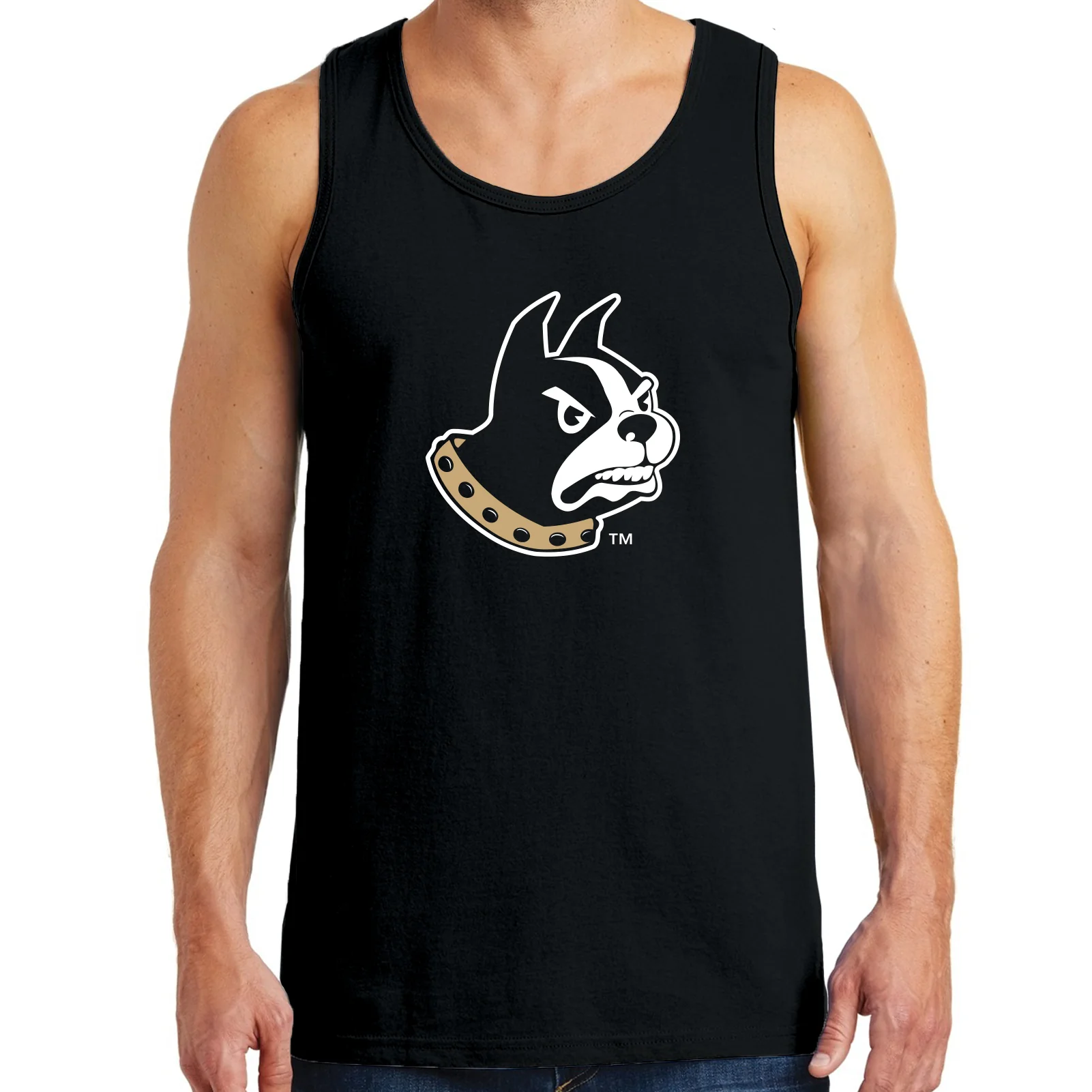 Wofford College Terriers Primary Logo Tank Top - Black - Image 3