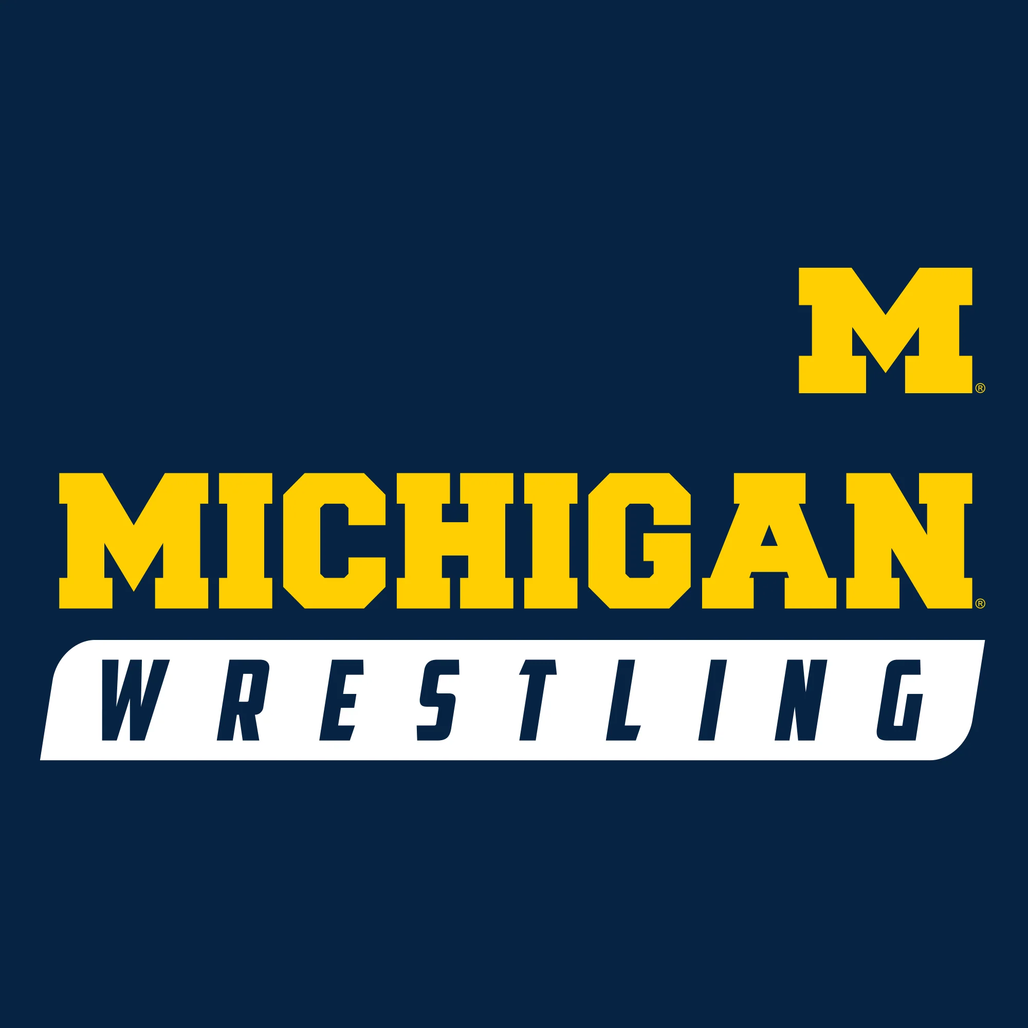 Wrestling Slant University of Michigan Basic Cotton Short Sleeve T Shirt - Navy - Image 2