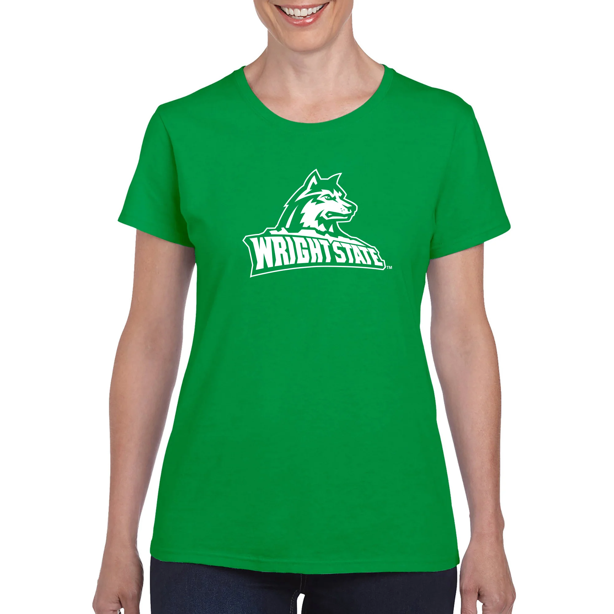 Wright State University Raiders Primary Logo Womens Short Sleeve T Shirt - Irish Green - Image 3