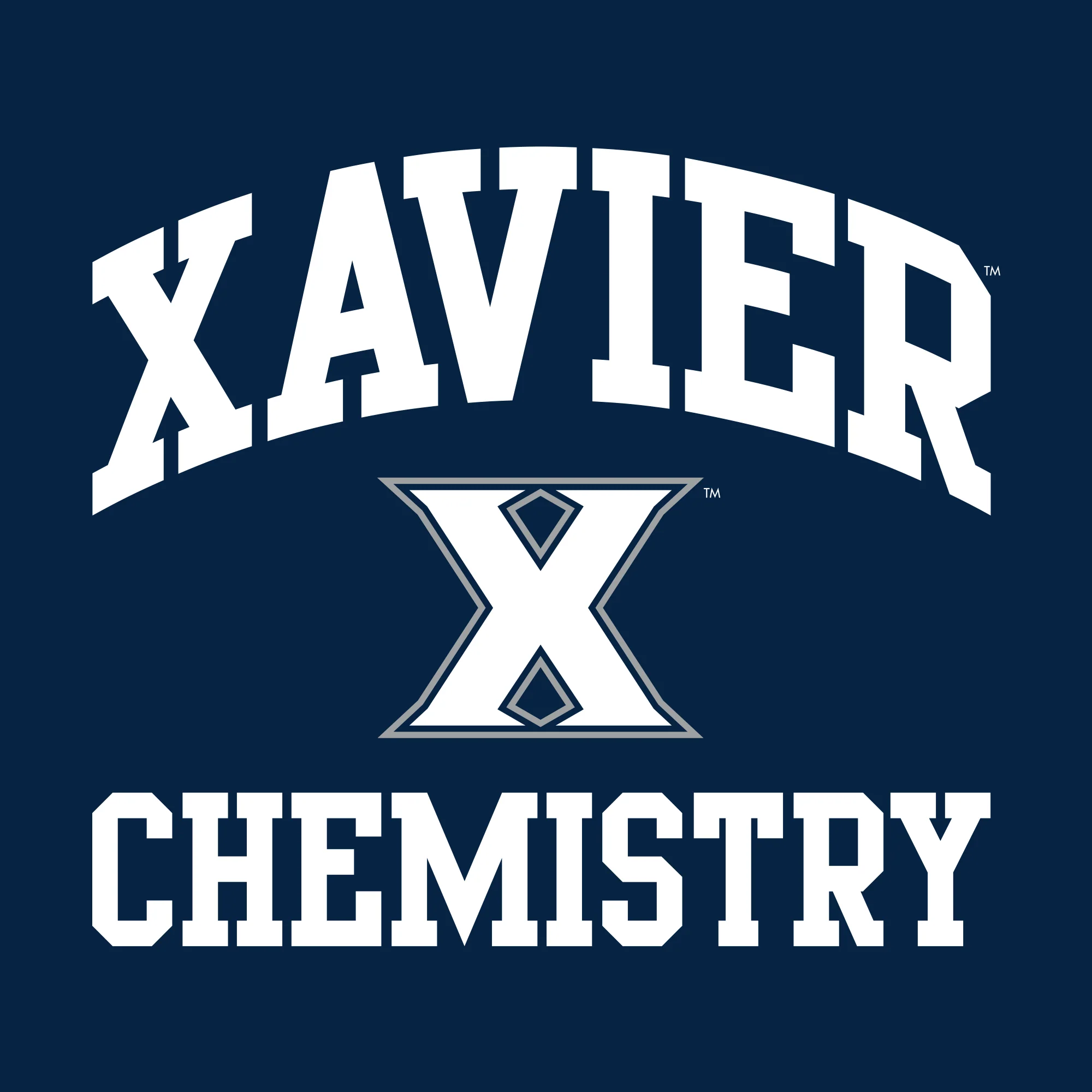 Xavier University Musketeers Arch Logo Chemistry Basic Cotton Short Sleeve T Shirt - Navy - Image 2
