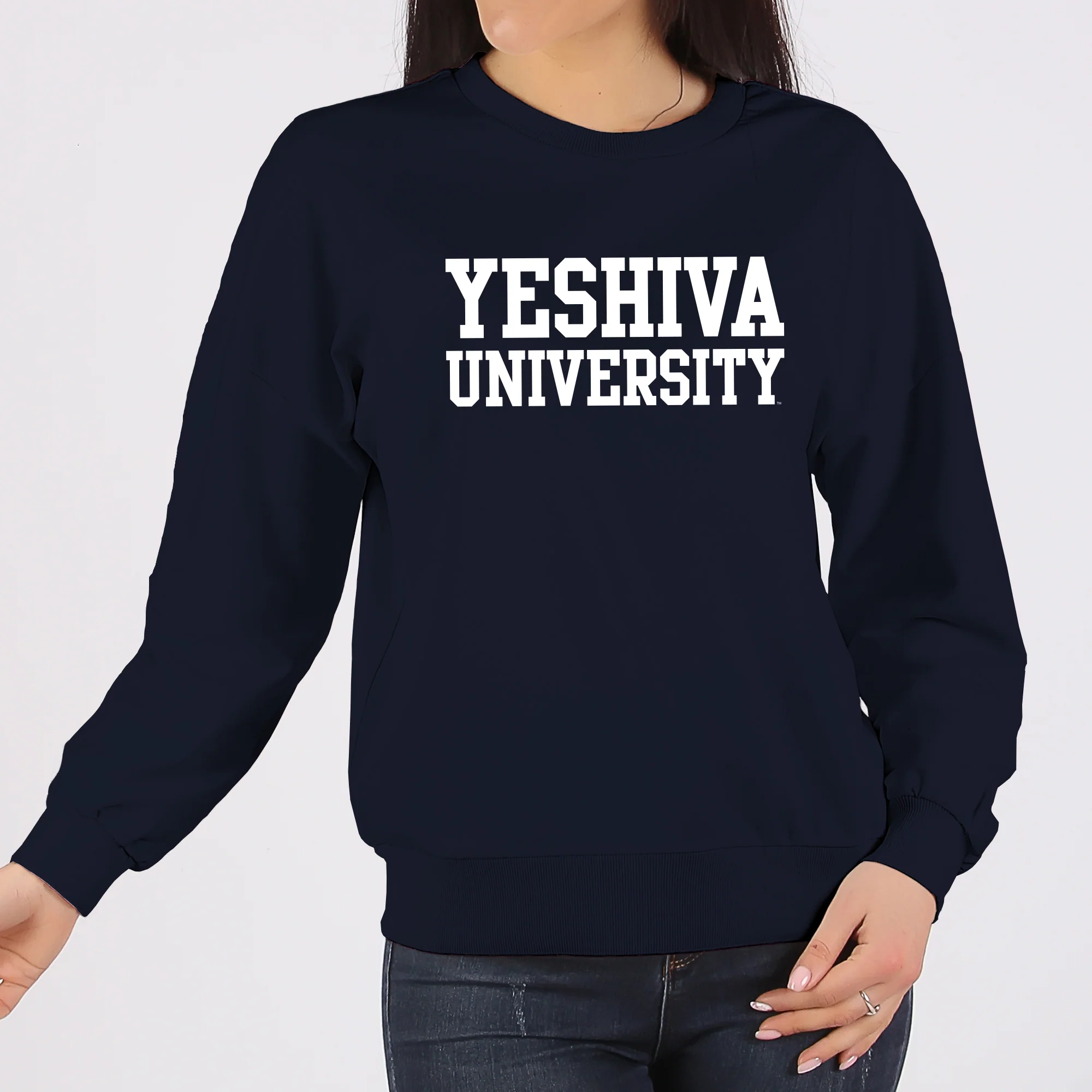 Yeshiva University Basic Block Crewneck - Navy - Image 4