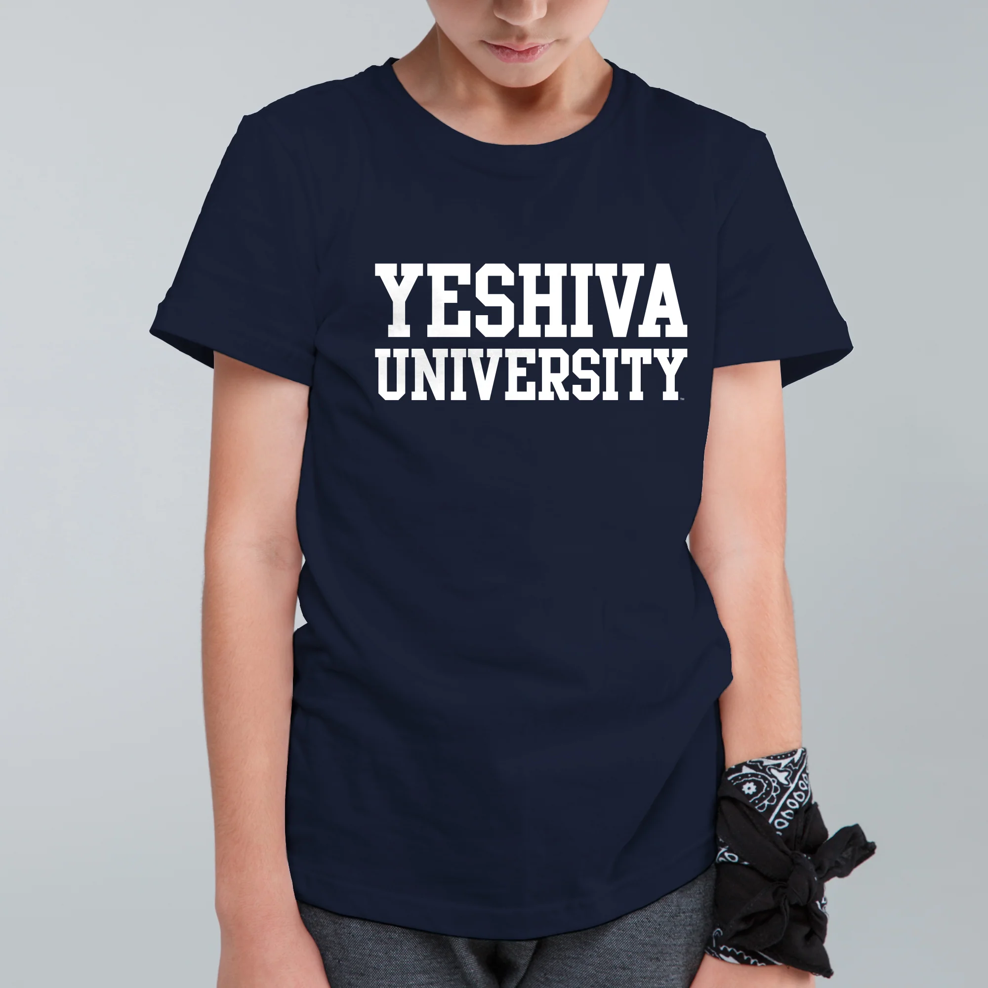 Yeshiva University Basic Block Youth T-Shirt - Navy - Image 3