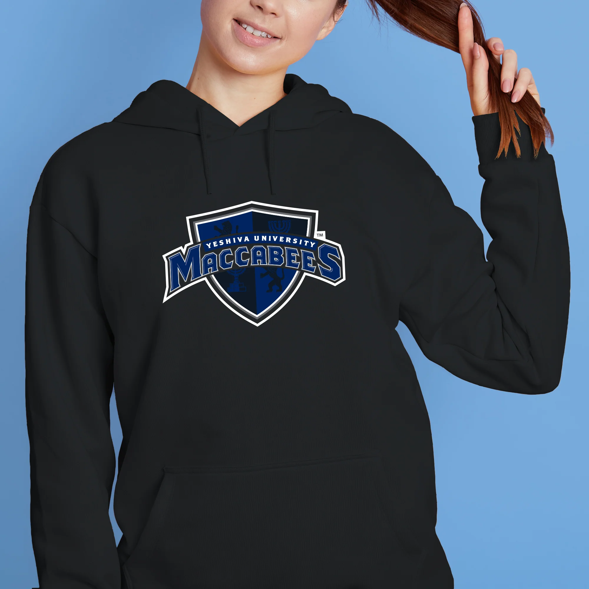 Yeshiva University Primary Logo Hoodie - Black - Image 4