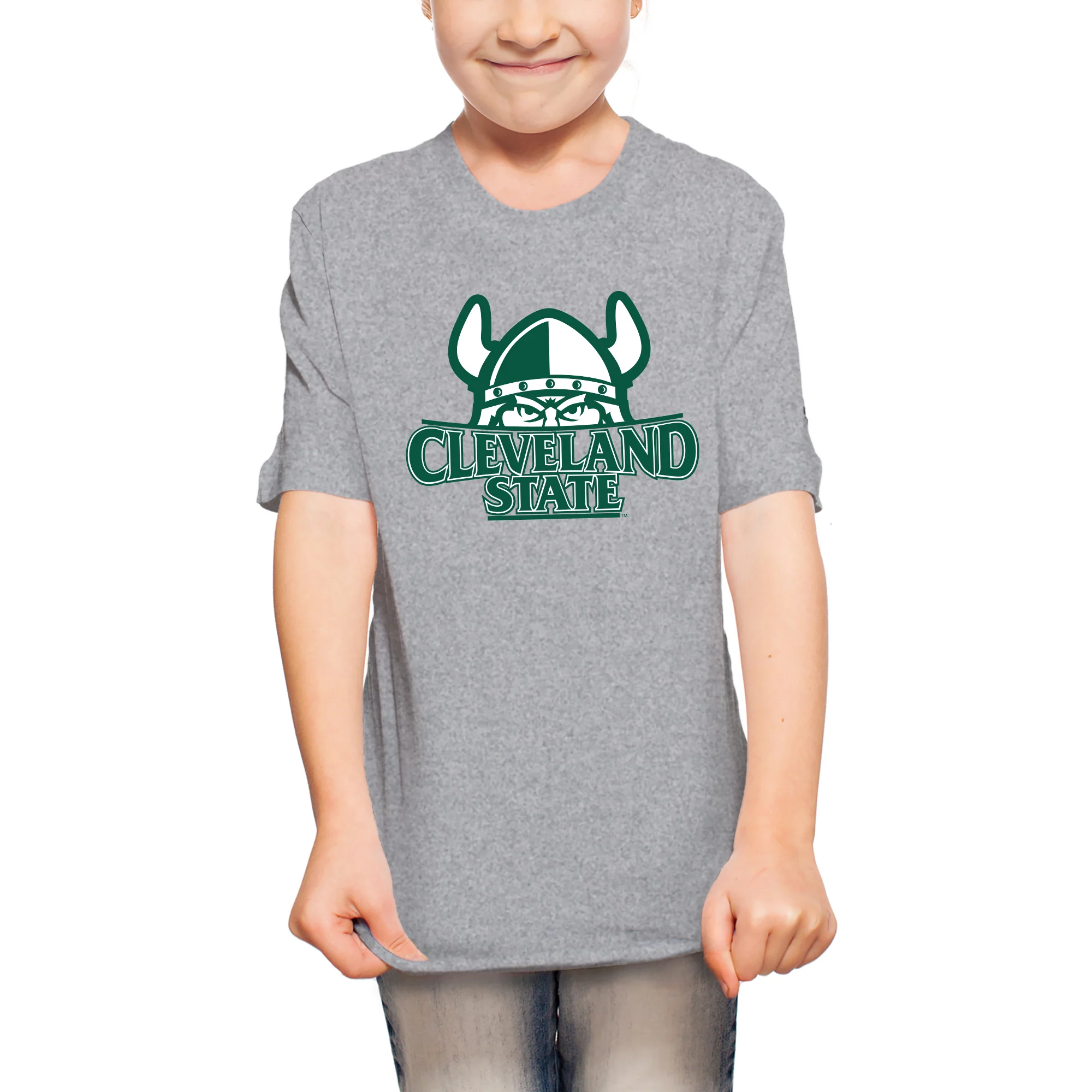 Cleveland State Vikings Primary Logo Youth T Shirt - Sport Grey - Image 5