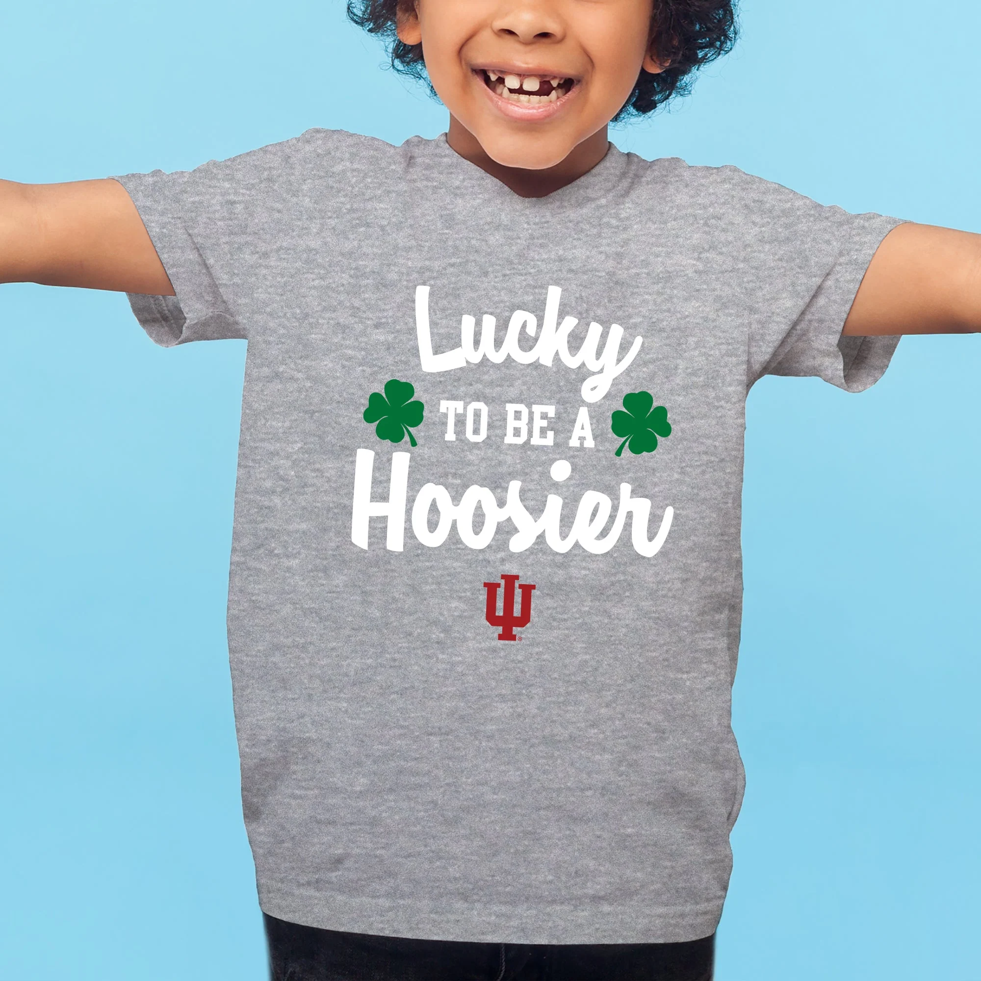 Indiana Hoosiers Lucky to be a Hoosier Youth T Shirt - Sport Grey - Image 3