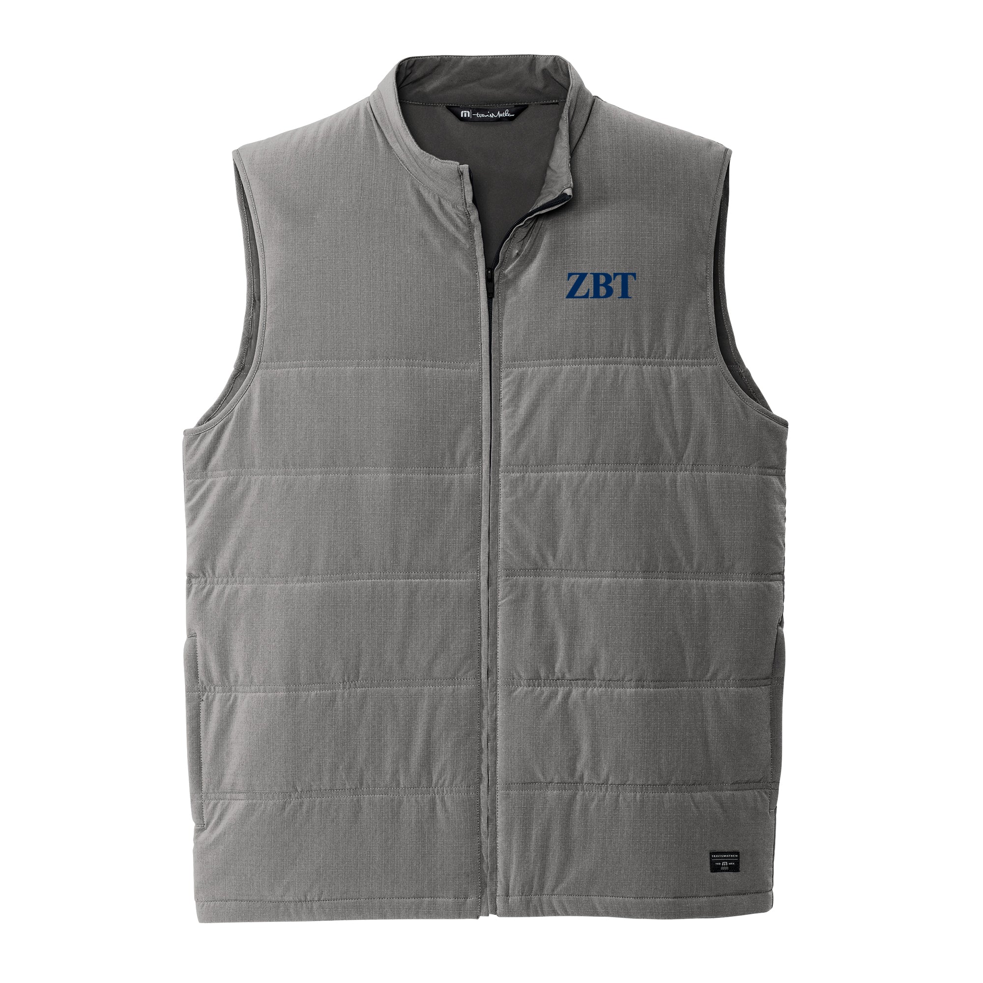 Zeta Beta Tau Greek Letter Block LC Travis Mathew Cold Bay Vest - Quiet Shade Grey